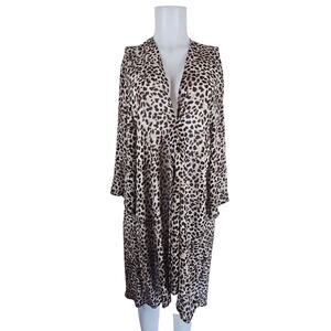 Torrid 2  Black Tan Animal Print Open Lightweight Long Line Cardigan 2 - 2X